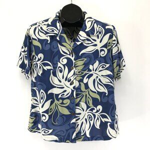 Hilo Hattie Button Up Hawaiian Shirt Women's Large Tropical Short Sleeve Rayon